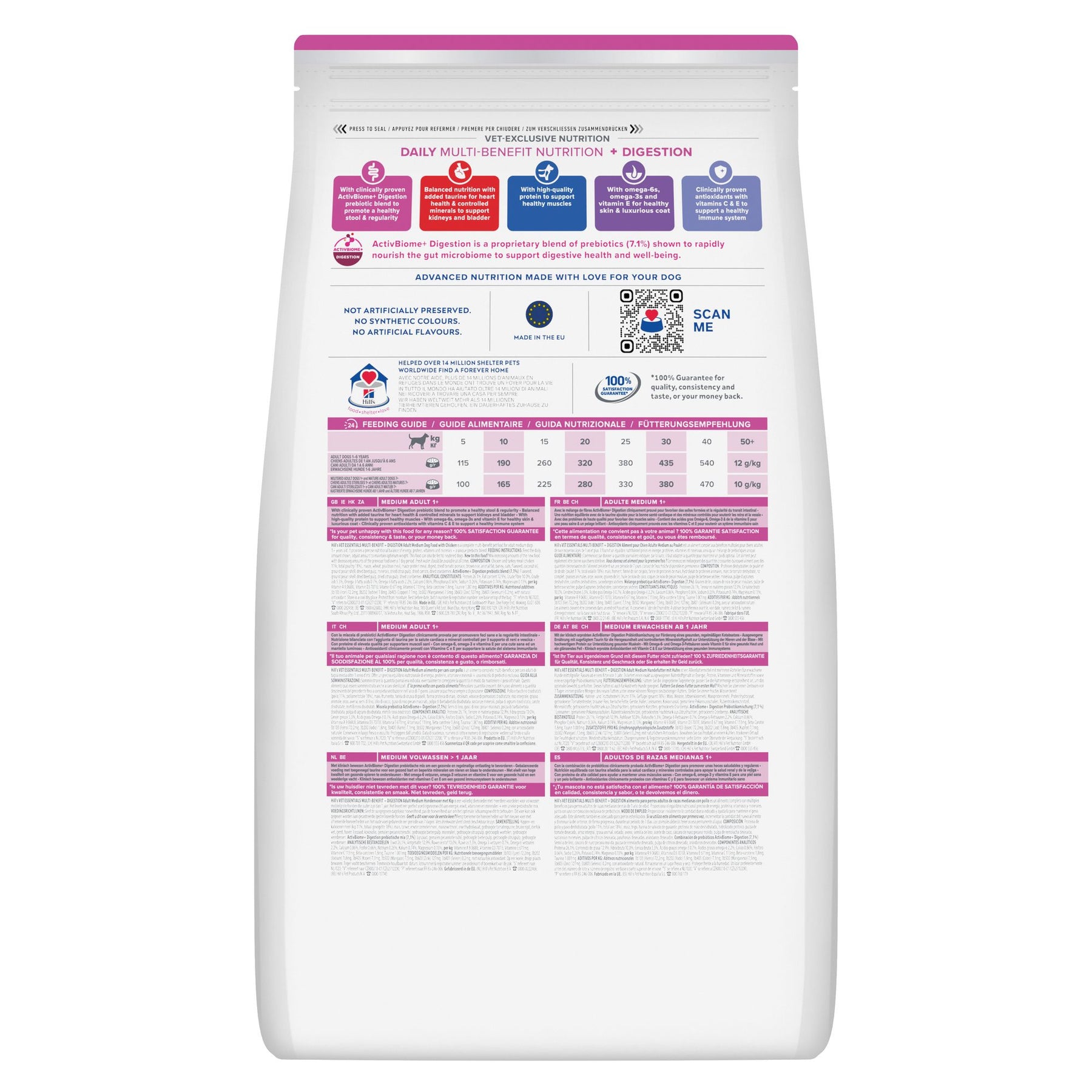 MULTI-BENEFIT + Digestion Adult 1+ Medium Hundefutter mit Huhn Packshot