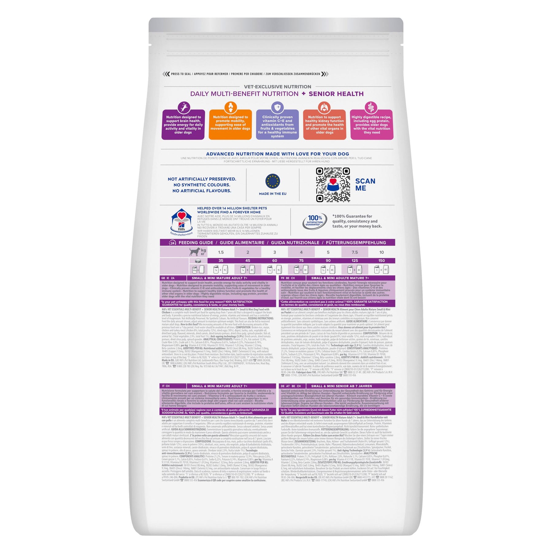 MULTI-BENEFIT + Senior Health Mature Adult 7+ Small & Mini Hundefutter mit Huhn Packshot
