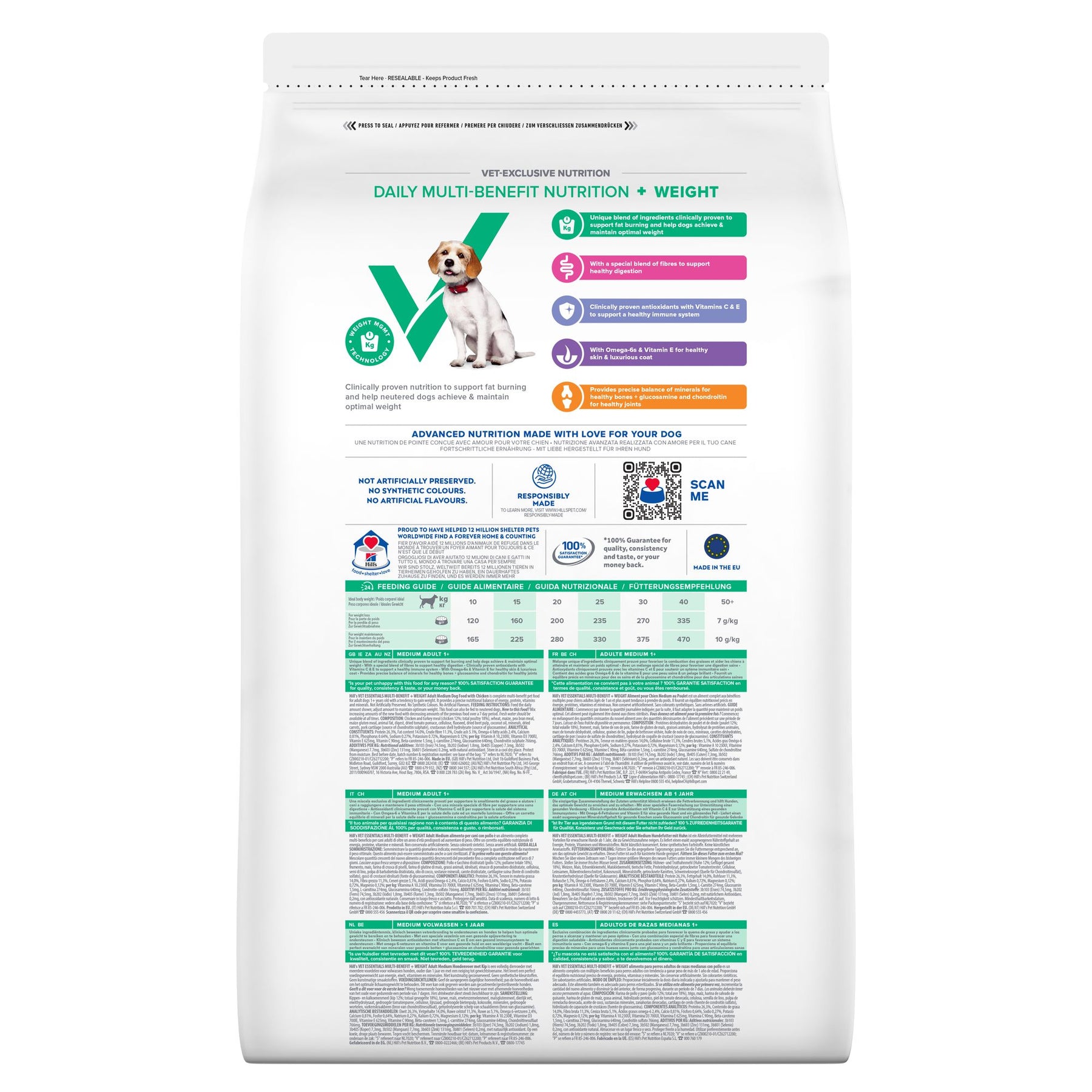MULTI-BENEFIT + Weight Adult 1+ Medium Hundefutter mit Huhn Packshot
