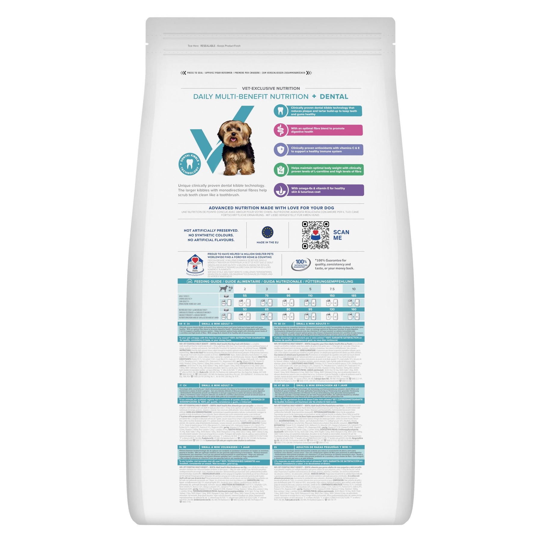 MULTI-BENEFIT + Dental Adult 1+ Small & Mini Hundefutter mit Huhn Packshot